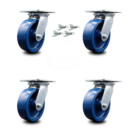 Service Caster 6 Inch Solid Poly Caster Set with Ball Bearings and Swivel Locks SCC-35S620-SPUB-BSL-4